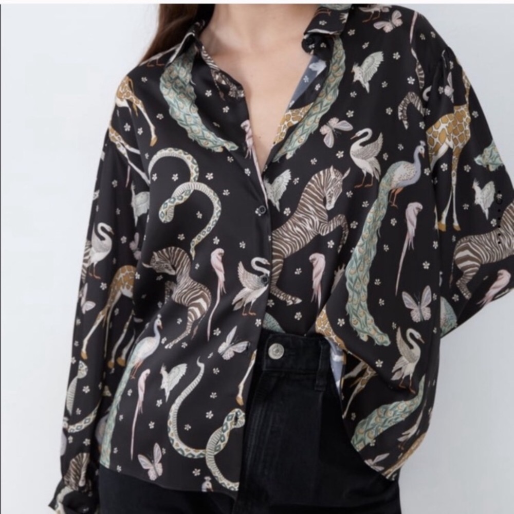 Zara Animal Print Burton down shirt